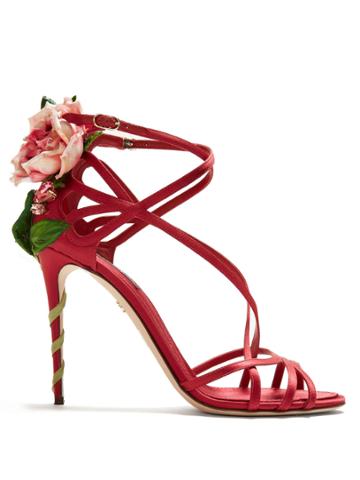 Dolce & Gabbana Keira Rose-applique Satin Stiletto Sandals