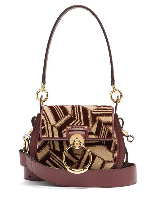 Matchesfashion.com Chlo - Tess Geometric Print Leather Cross Body Bag - Womens - Burgundy Multi