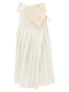 Matchesfashion.com 2 Moncler 1952 - Asymmetric Pleated Cotton-blend Taffeta Skirt - Womens - White Multi