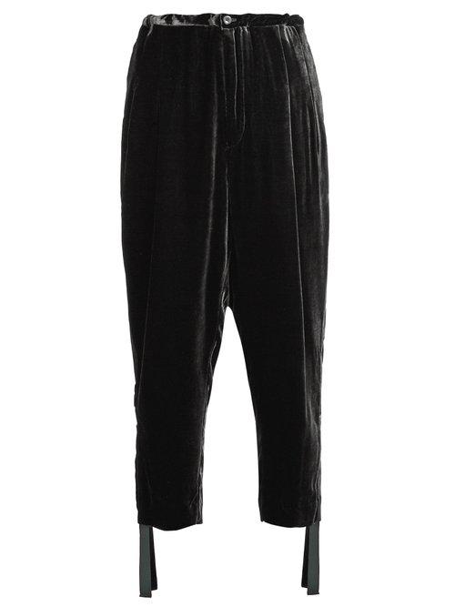 Matchesfashion.com Toga - High Rise Carrot Leg Velvet Trousers - Womens - Black