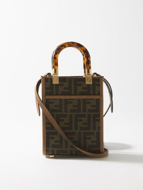 Fendi - Sunshine Mini Ff-jacquard Cross-body Bag - Womens - Dark Brown