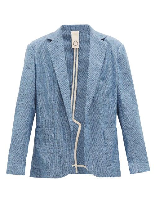 Matchesfashion.com Marrakshi Life - Oversized Single Breasted Cotton Blend Blazer - Mens - Blue