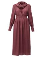 Matchesfashion.com Fendi - Cowl-neck Gingham Midi Dress - Womens - Red Multi