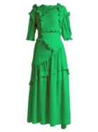 Matchesfashion.com Preen By Thornton Bregazzi - Cassidy Ruffle Trim Dress - Womens - Green