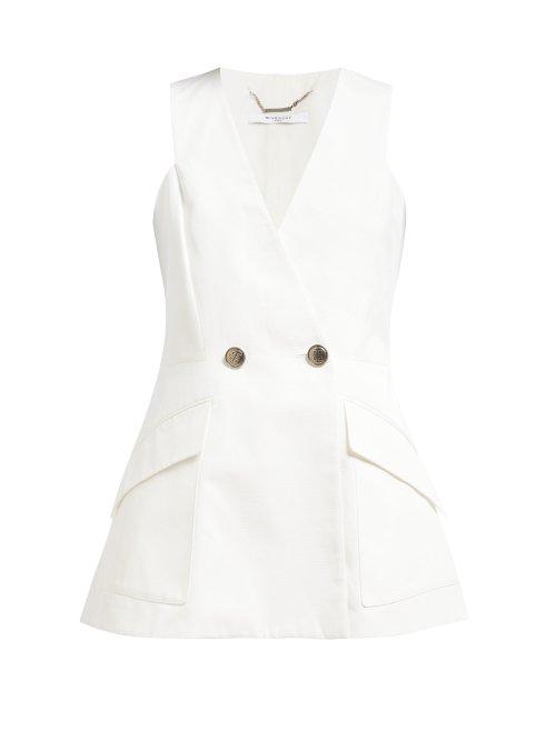 Matchesfashion.com Givenchy - Double Breasted Slubbed Cotton Waistcoat - Womens - Ivory