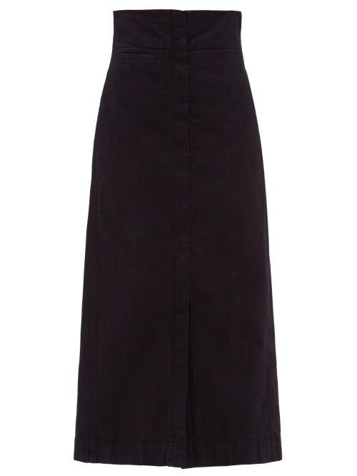 Matchesfashion.com Lemaire - High Rise Garment Dyed Denim Skirt - Womens - Black