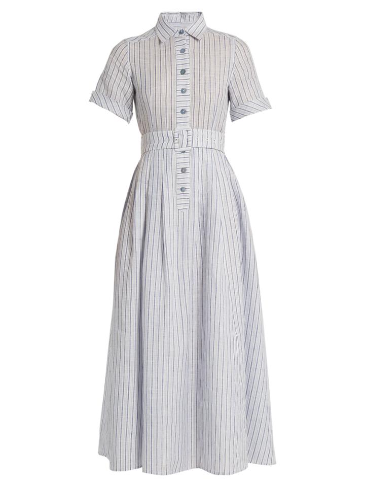 Gül Hürgel Short-sleeved Striped Cotton And Linen-blend Dress