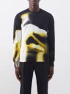 Alexander Mcqueen - Silhouette-jacquard Organic-cotton Sweater - Mens - Black Yellow