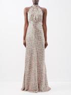 Saloni - Michelle Floral-print Halterneck Silk Maxi Dress - Womens - Multi