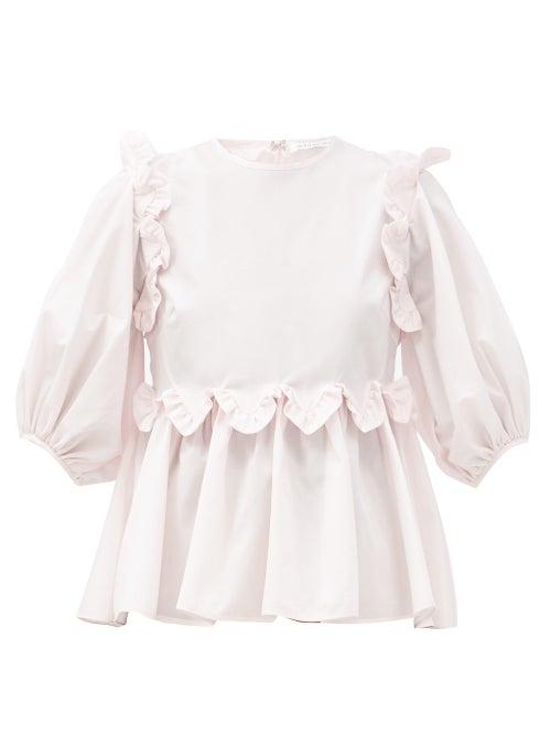 Matchesfashion.com Cecilie Bahnsen - Marie Ruffled Cotton-poplin Blouse - Womens - Light Pink