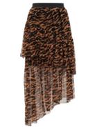 Matchesfashion.com Zimmermann - Wavelength Tiger-print Silk-georgette Midi Skirt - Womens - Brown Print