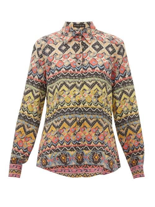 Matchesfashion.com Etro - Abstract Stripe Silk Shirt - Womens - Multi