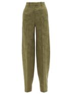 Ladies Rtw The Attico - High-rise Logo-jacquard Satin Wide-leg Trousers - Womens - Khaki