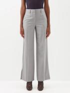 Loewe - Pleated-cuff Wool-felt Wide-leg Trousers - Womens - Grey