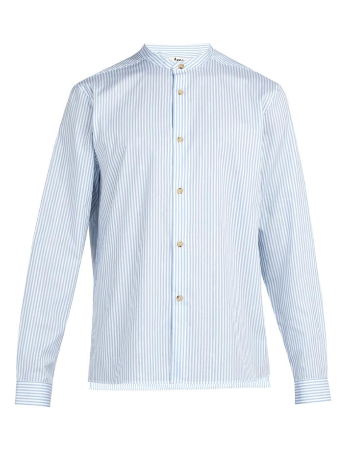Acne Studios Pine Stand-collar Striped Cotton-poplin Shirt