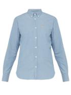 Matchesfashion.com Maison Kitsun - Fox Embroidered Cotton Chambray Shirt - Mens - Blue