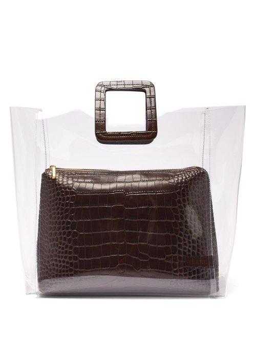 Matchesfashion.com Staud - Large Shirley Pvc & Crocodile Effect Leather Tote - Womens - Dark Brown