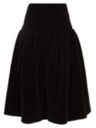 Matchesfashion.com Sara Lanzi - Gathered Velvet Midi Skirt - Womens - Black