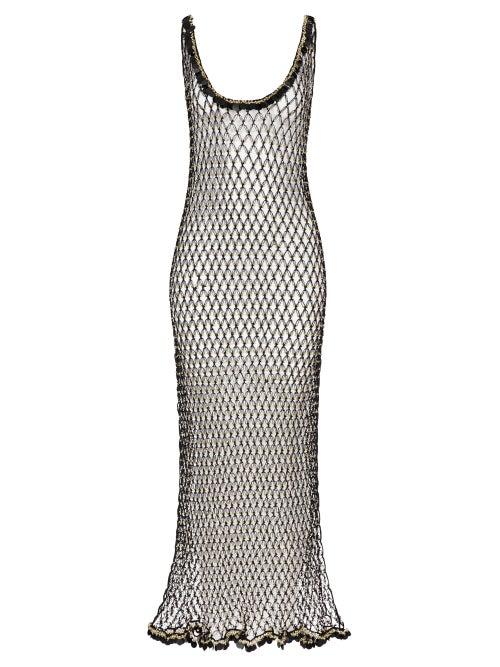 Matchesfashion.com My Beachy Side - Orpul Beaded Crochet Maxi Dress - Womens - Black