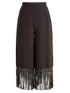 Andrew Gn Fringed-hem Wide-leg Crepe Trousers