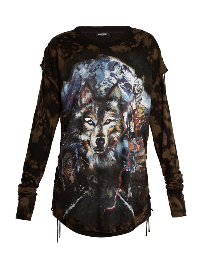 Balmain Wolf-print Layered T-shirt