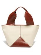 Mtier - Market Canvas And Leather Tote Bag - Womens - Cream Brown