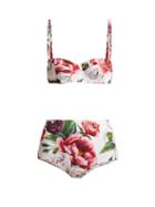 Matchesfashion.com Dolce & Gabbana - Peony Print Bikini - Womens - Pink Multi