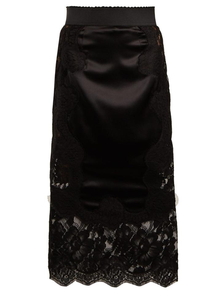 Dolce & Gabbana Lace-insert Satin Skirt
