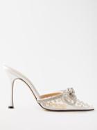 Mach & Mach - Double Bow Crystal-embellished Pvc Pumps - Womens - Silver