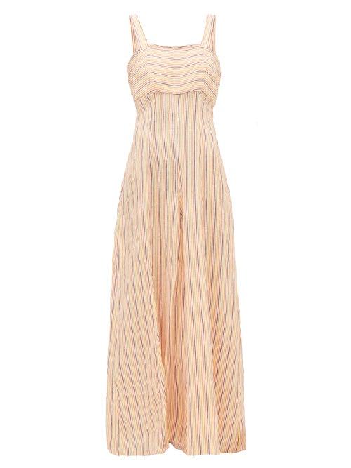 Matchesfashion.com Three Graces London - Paige Striped Linen Wide-leg Jumpsuit - Womens - Multi