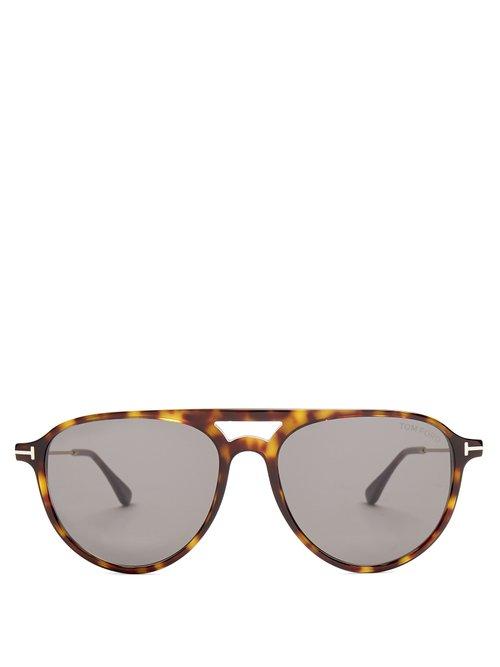 Matchesfashion.com Tom Ford Eyewear - Carlo Aviator Acetate Sunglasses - Mens - Brown