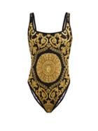 Matchesfashion.com Versace - Medusa Print High Leg One Piece Swimsuit - Womens - Black Gold