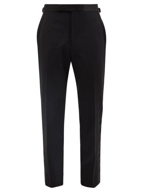 Tom Ford - Shelton Wool-blend Crepe Tuxedo Trousers - Mens - Black