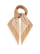 Matchesfashion.com Lescarf - No.9 Striped-border Silk Scarf - Womens - Camel