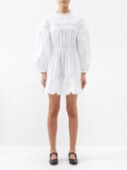 Horror Vacui - Alberte Smocked Cotton-poplin Mini Dress - Womens - White