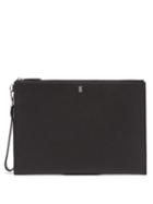 Matchesfashion.com Burberry - Tb-patch Grained-leather Pouch - Mens - Black