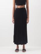 Christopher Esber - Tie-waist Pleated-knit Midi Skirt - Womens - Black