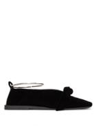 Matchesfashion.com Jil Sander - Bow Ankle-bracelet Velvet Ballet Flats - Womens - Black