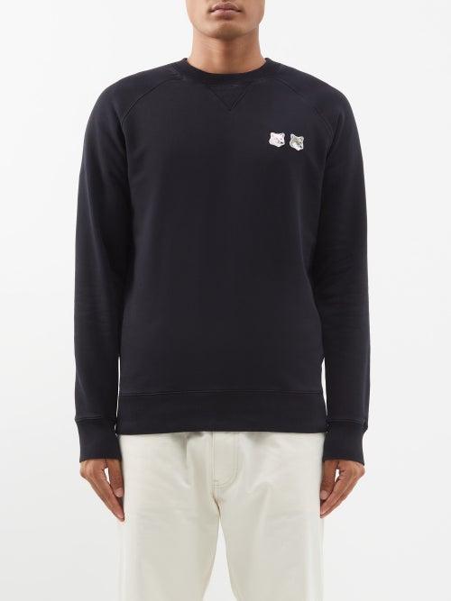 Maison Kitsun - Double Fox Head-patch Cotton-jersey Sweatshirt - Mens - Black
