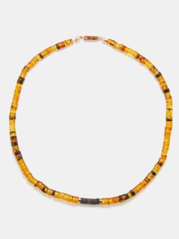 Dezso - Amber, Coconut Shell & 18kt Rose-gold Necklace - Womens - Multi
