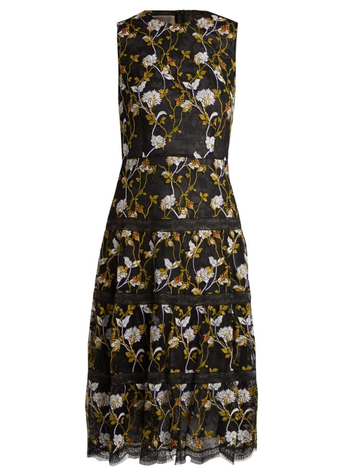 Giambattista Valli Floral-embroidered Lace Midi Dress