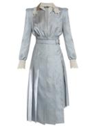 Matchesfashion.com Fendi - Tile Print Silk Midi Dress - Womens - Blue Print