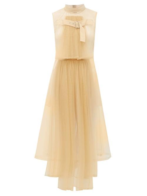 Matchesfashion.com Noir Kei Ninomiya - Buckled Tulle Midi Dress - Womens - Beige
