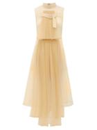 Matchesfashion.com Noir Kei Ninomiya - Buckled Tulle Midi Dress - Womens - Beige