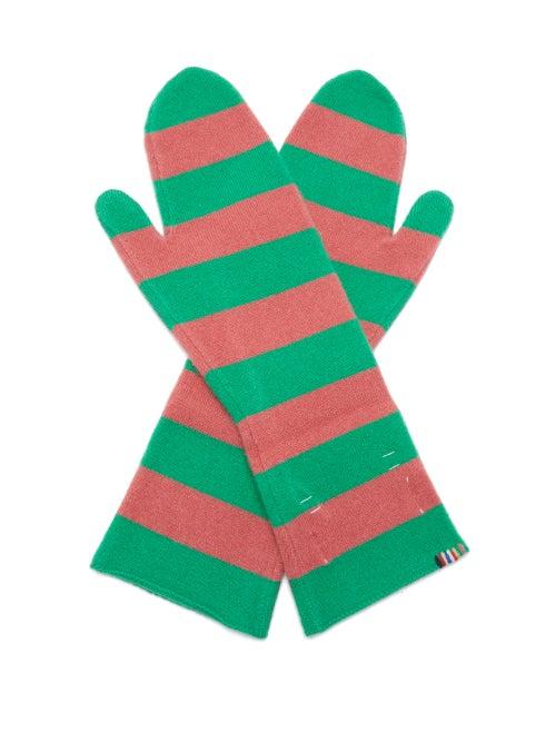 Extreme Cashmere - Nina Striped Cashmere Mittens - Womens - Green Multi