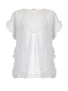 Masscob Lace-bib Crinkled Linen-blend Top