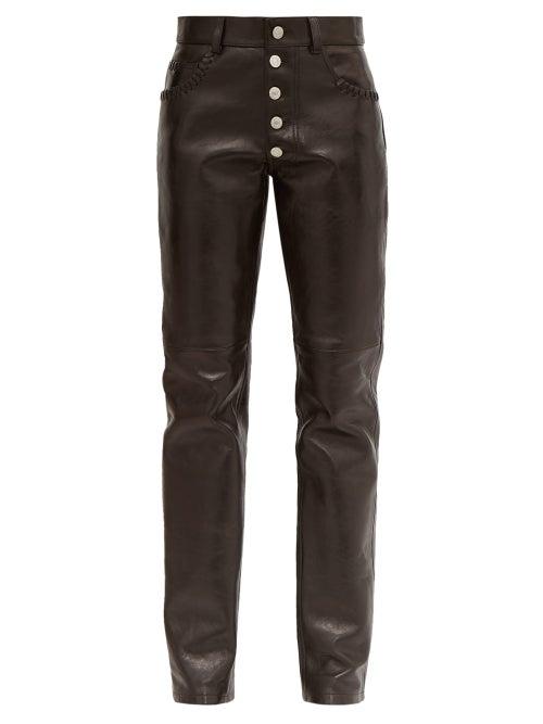 Matchesfashion.com Martine Rose - Braid Pocket Leather Straight Leg Trousers - Womens - Black