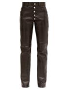 Matchesfashion.com Martine Rose - Braid Pocket Leather Straight Leg Trousers - Womens - Black