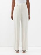 Brunello Cucinelli - Pleated High-waist Crepe Trousers - Womens - Light Beige