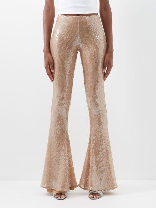 16arlington - Koro Flared-cuff Sequinned Trousers - Womens - Beige